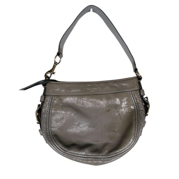 Coach Zoe 90's Y2K Olive Gray Patent Leather Purse Shoulder Bag - Picture 1 of 15